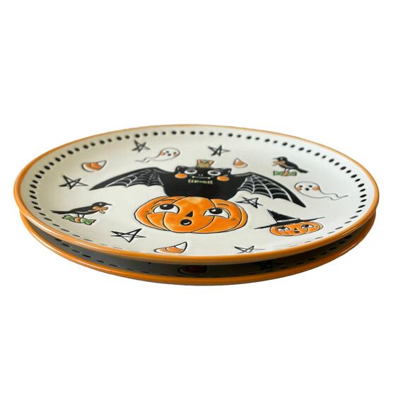 Eli + Ana Halloween CREEP SHOW Salad Plates 8in Set 2 Ceramic Vintage Inspired - Picture 9 of 10